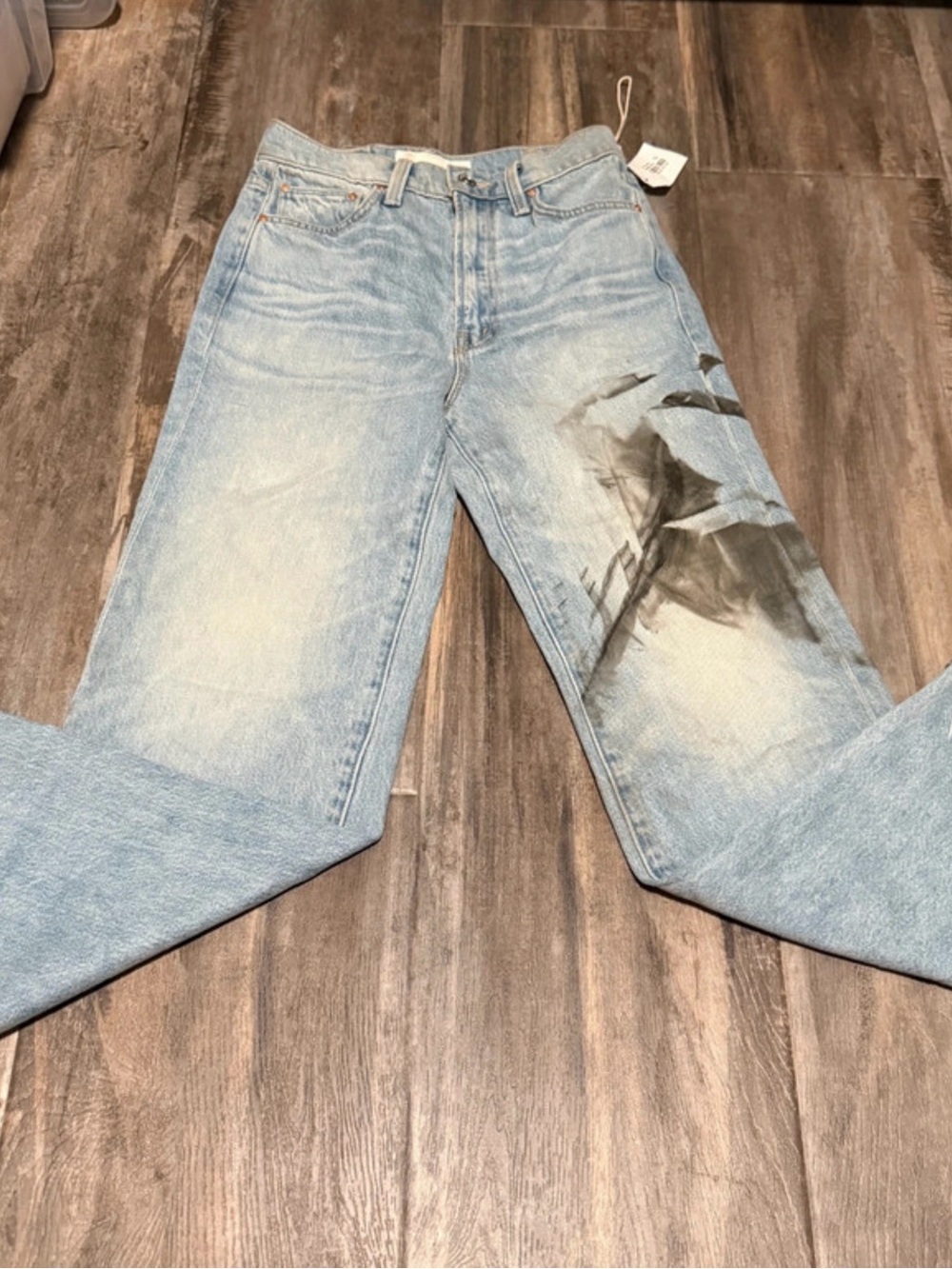 MOTHER Light Blue Jeans with Black Stains